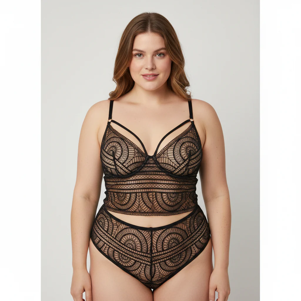 Ensemble de lingerie sexy Rose Noir
