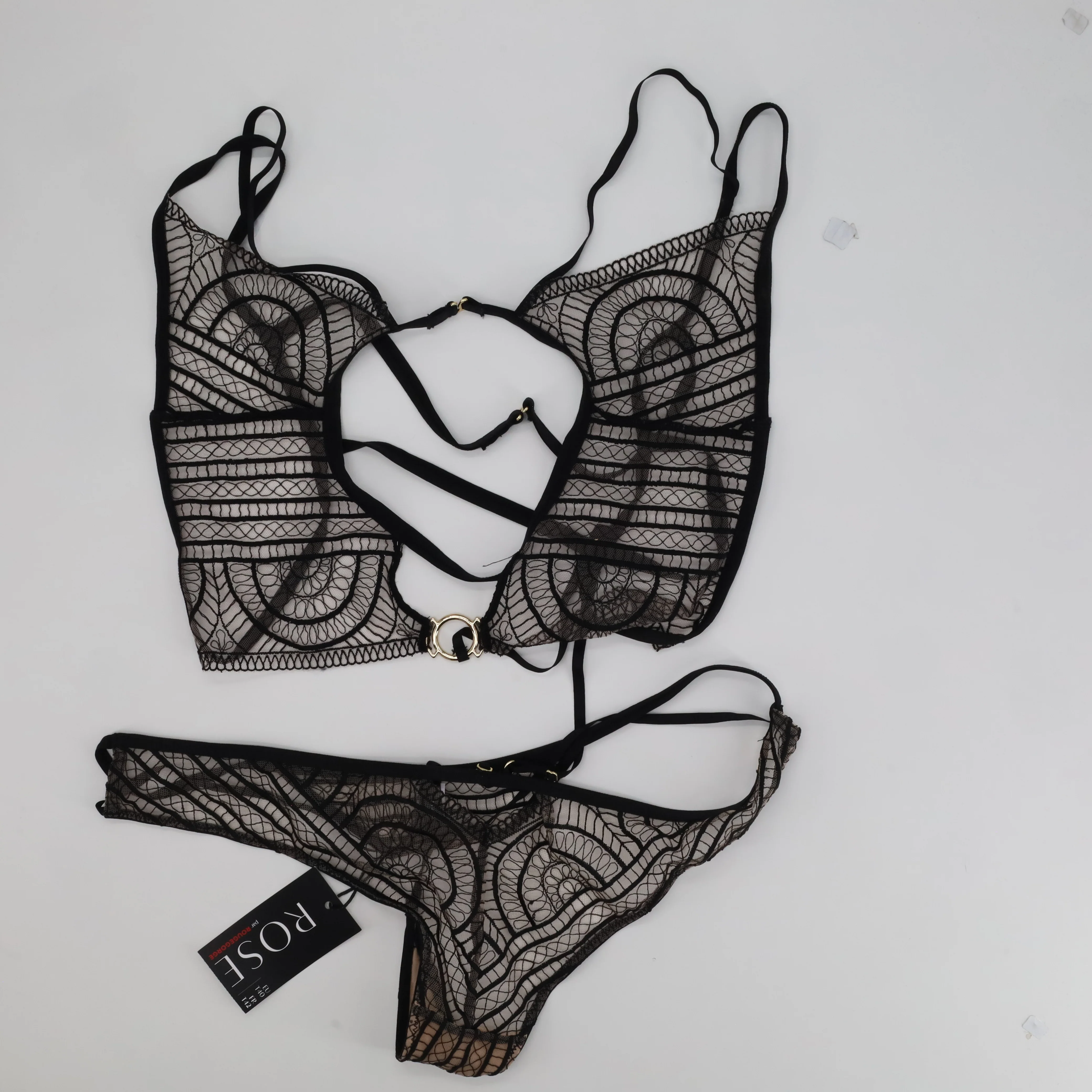 Ensemble de lingerie sexy Rose Noir - Image 2