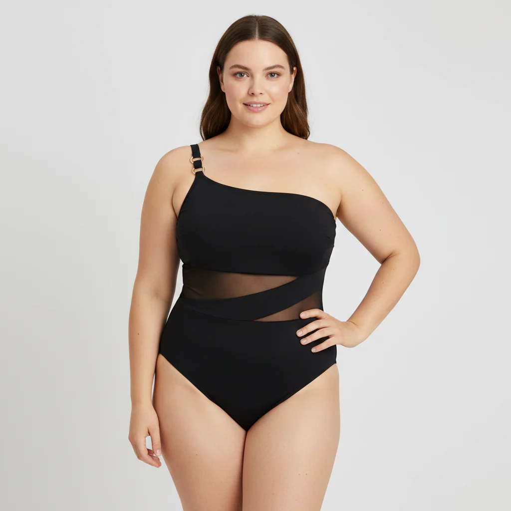 Maillot 1 pièce Rose Noir